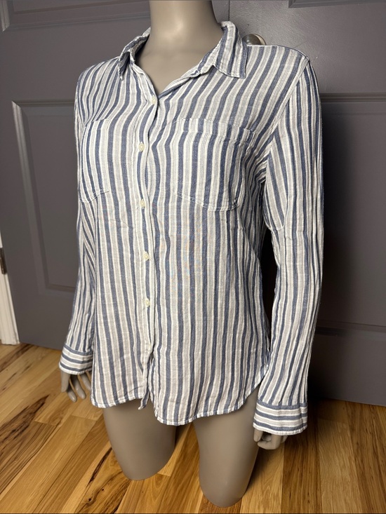 Lucky Brand Tops - Lucky Brand Striped Button-Up Women’s Shirt in Blue and White